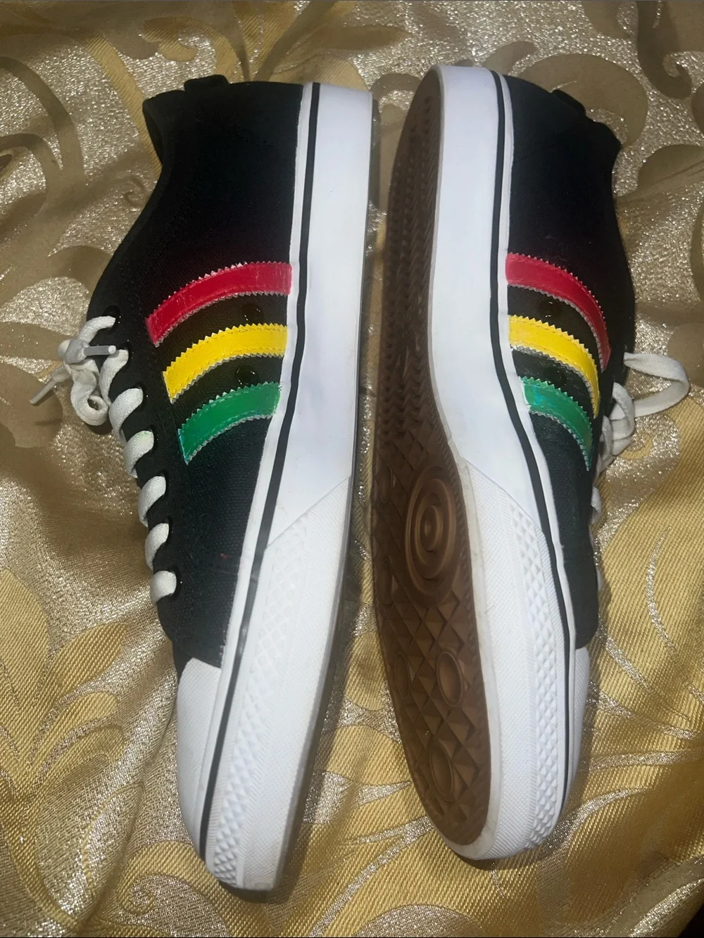 Adidas Original Nizza Low Tricolor Stripes Rasta Black FV0658 SZ 13